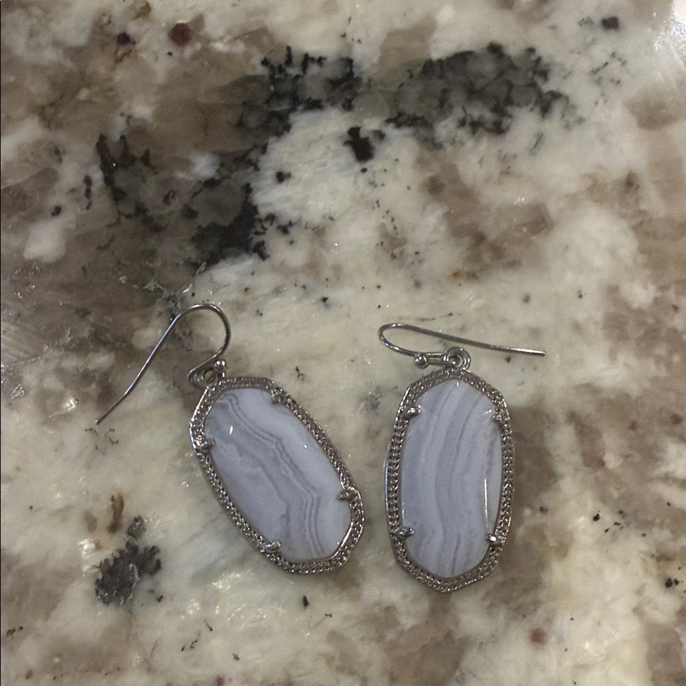 Kendra Scott Silver and White Dangle Earrings